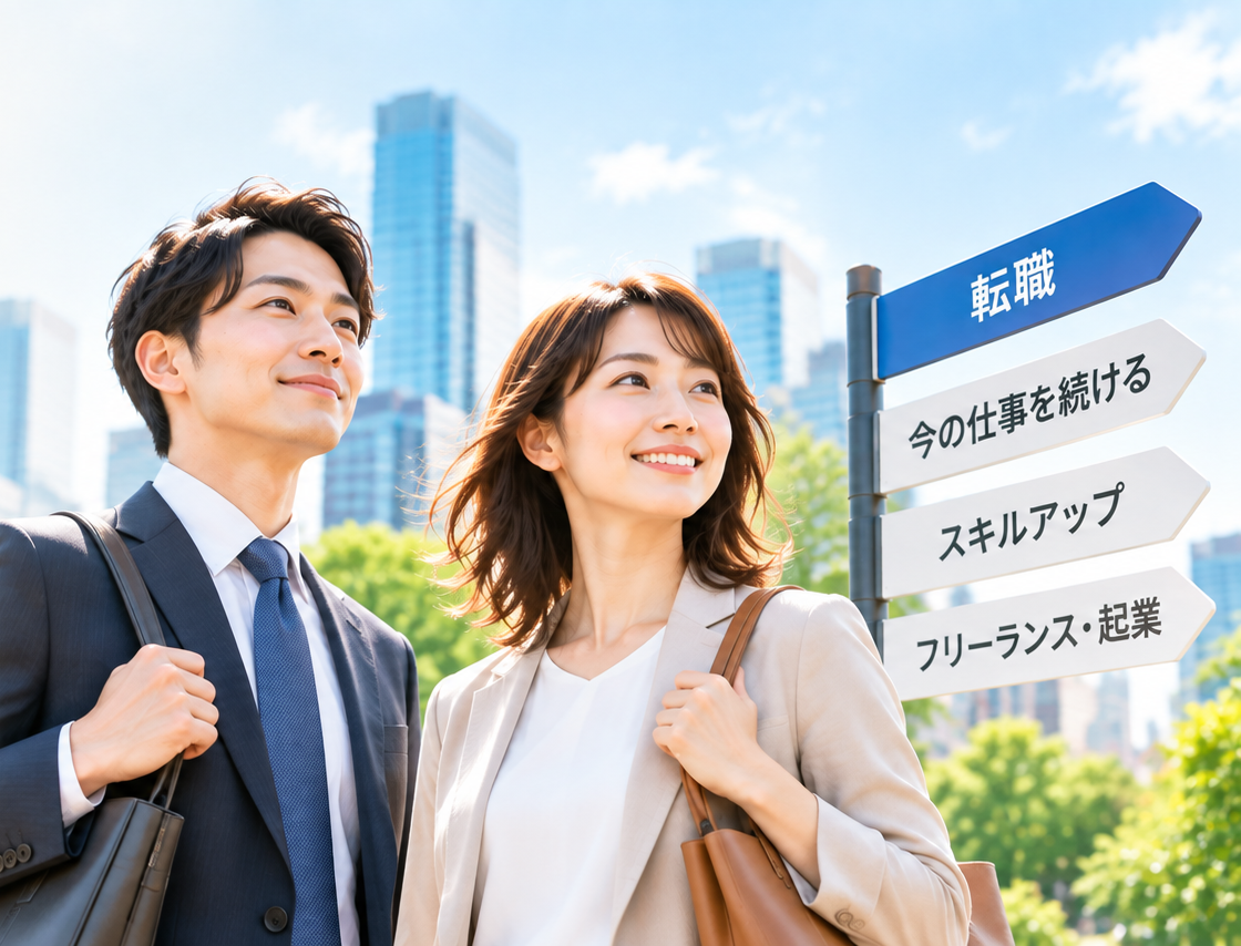 転職やこれからの働き方を考える男性と女性